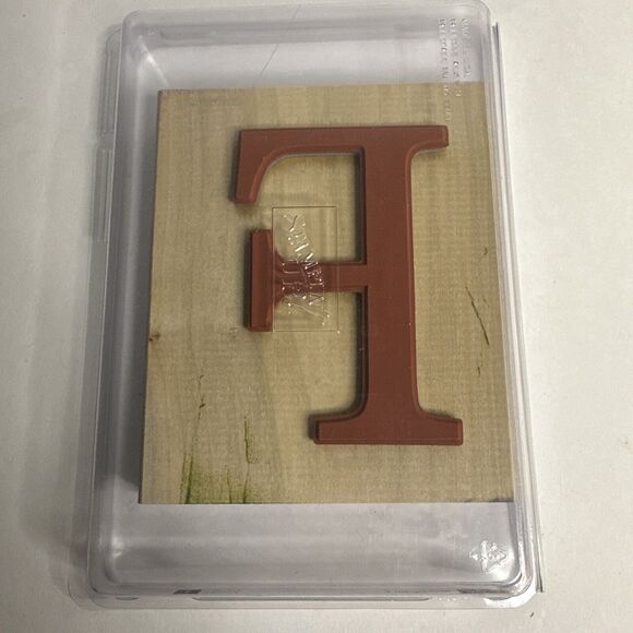 Stampin Up Monogram F Upper Case Capital “F” Large Upper Case Wood Stamp - Picture 2 of 4